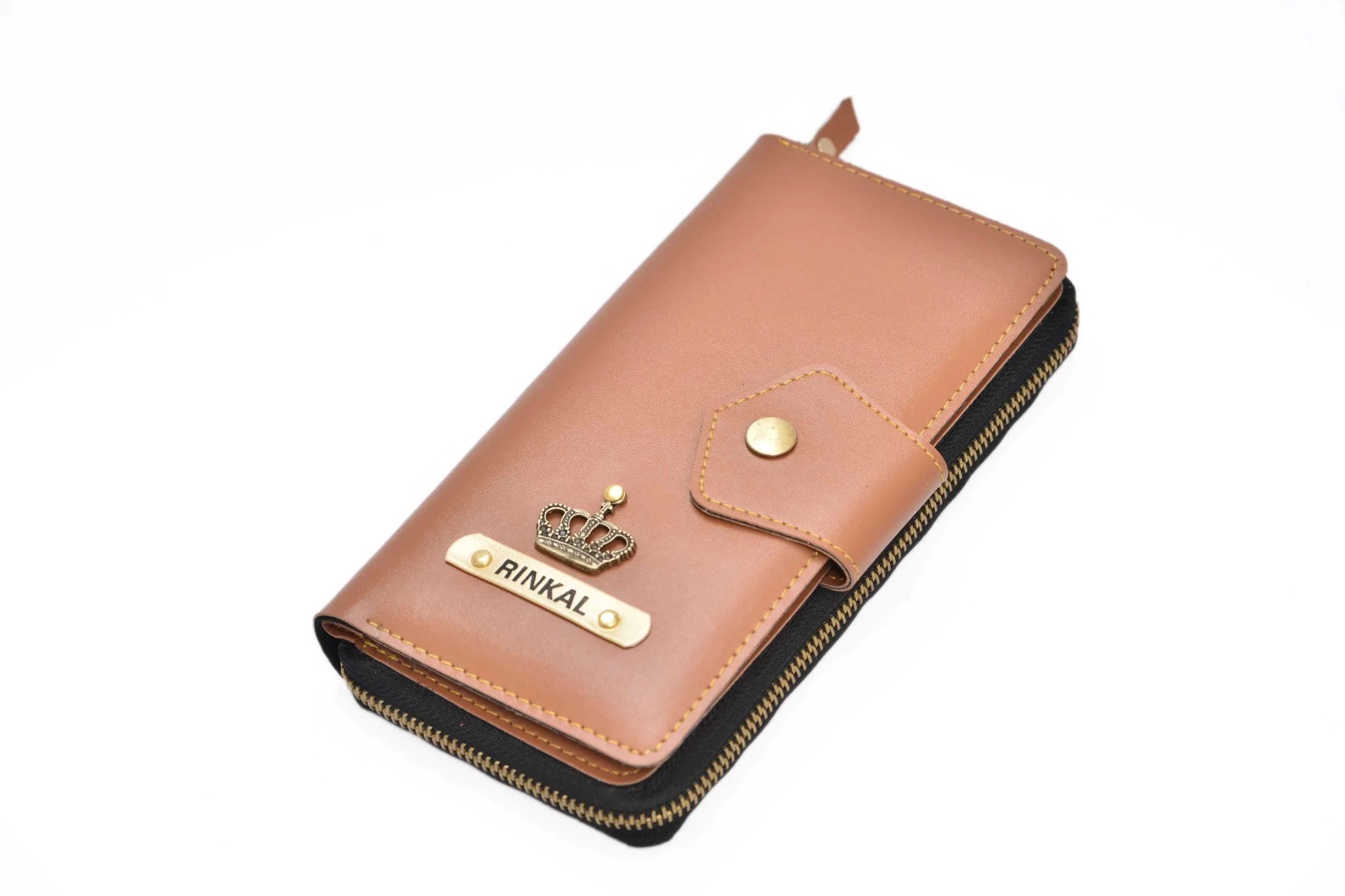 Personalized Zip-around Lady Wallet - Tan