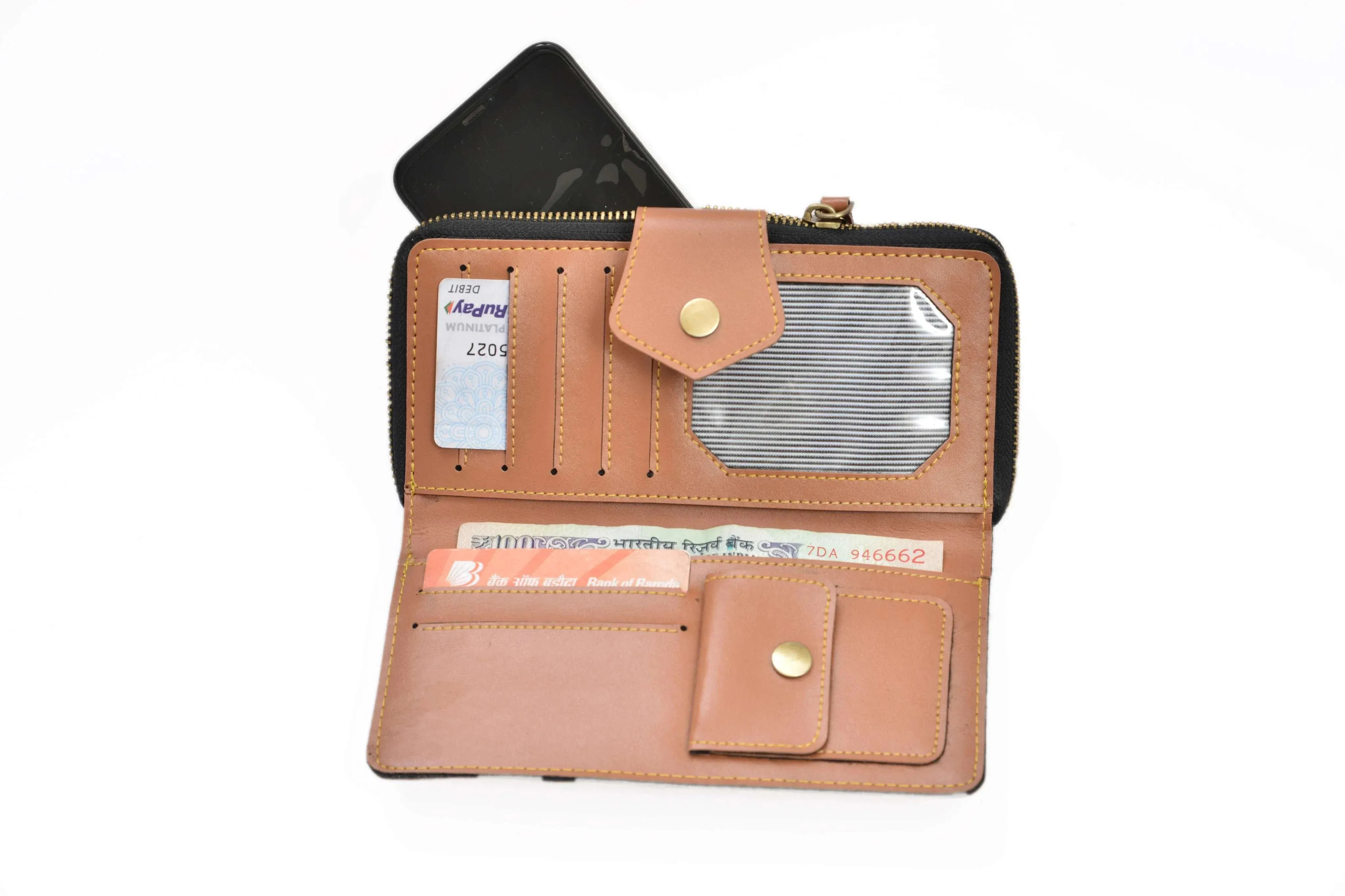 Personalized Zip-around Lady Wallet - Tan