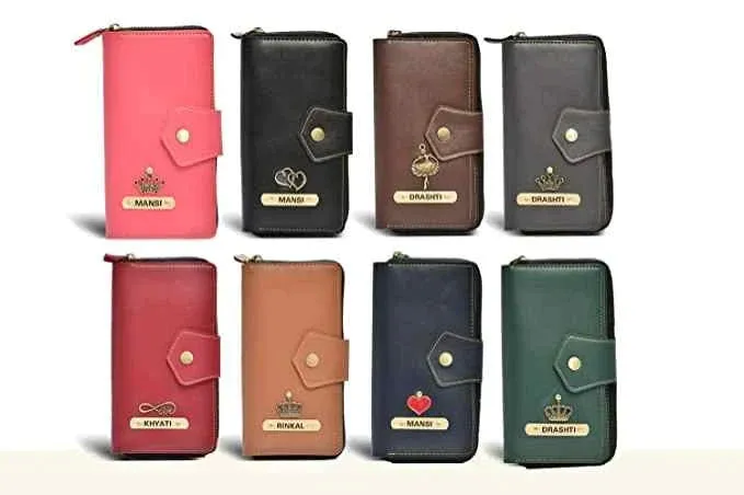 Personalized Zip-around Lady Wallet - Tan