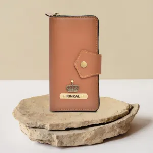 Personalized Zip-around Lady Wallet - Tan