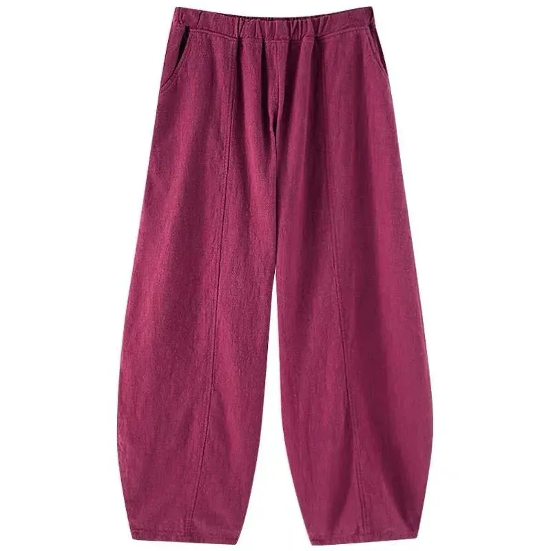 Plus size Casual Oversized Baggy Pants for Women Elastic Waist Retro Loose Harem Pants Trousers