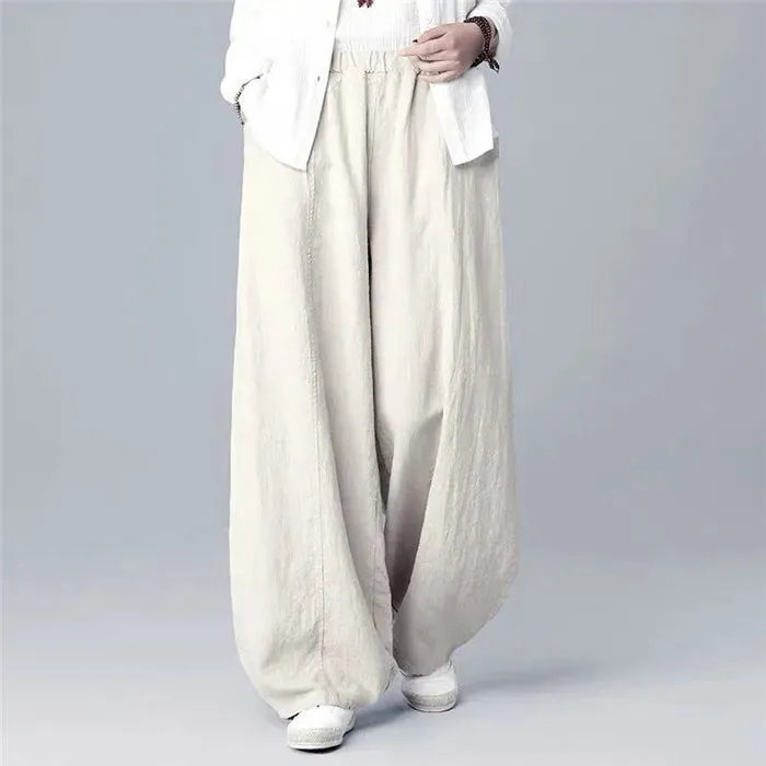 Plus size Casual Oversized Baggy Pants for Women Elastic Waist Retro Loose Harem Pants Trousers