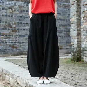 Plus size Casual Oversized Baggy Pants for Women Elastic Waist Retro Loose Harem Pants Trousers