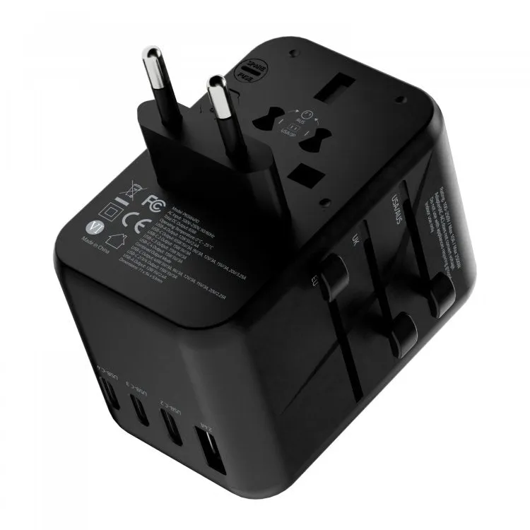Powerology Universal Multi-Port Travel Adapter PD 65W Transpert