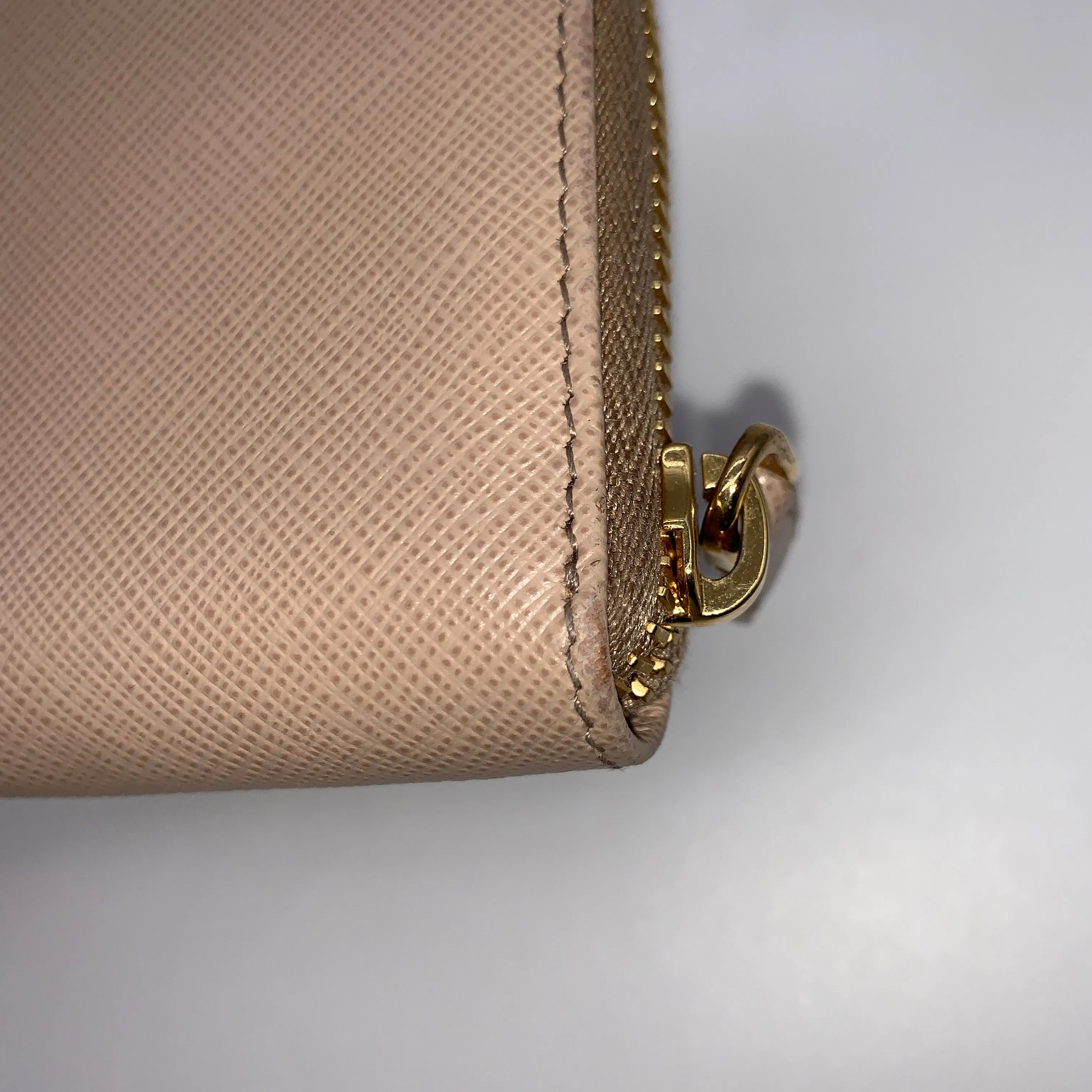 Prada Creme Zip-Around Wallet