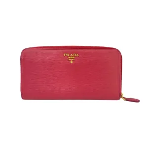 Prada Leather Zip Around Continental Wallet