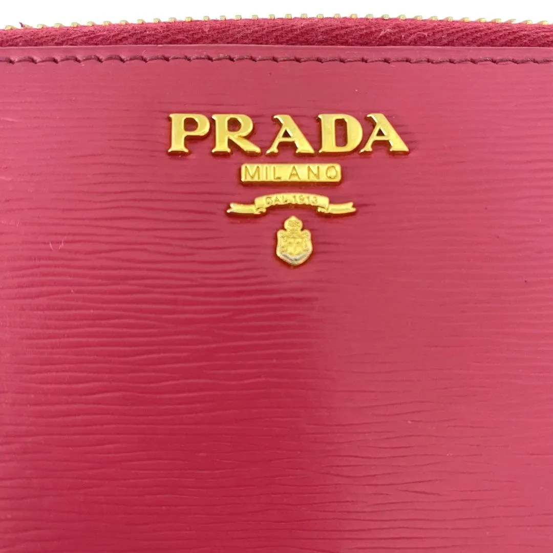Prada Leather Zip Around Continental Wallet