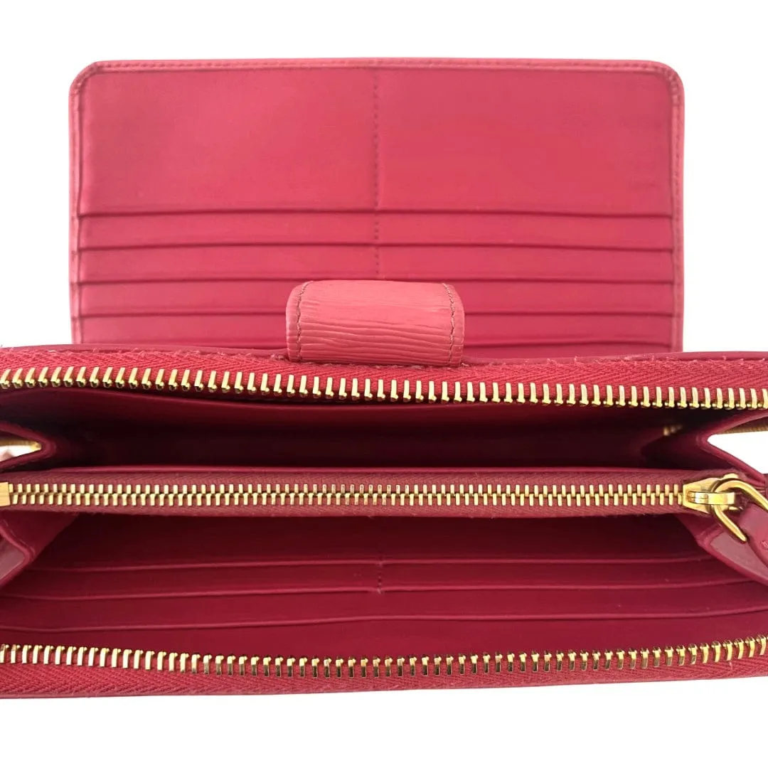 Prada Leather Zip Around Continental Wallet