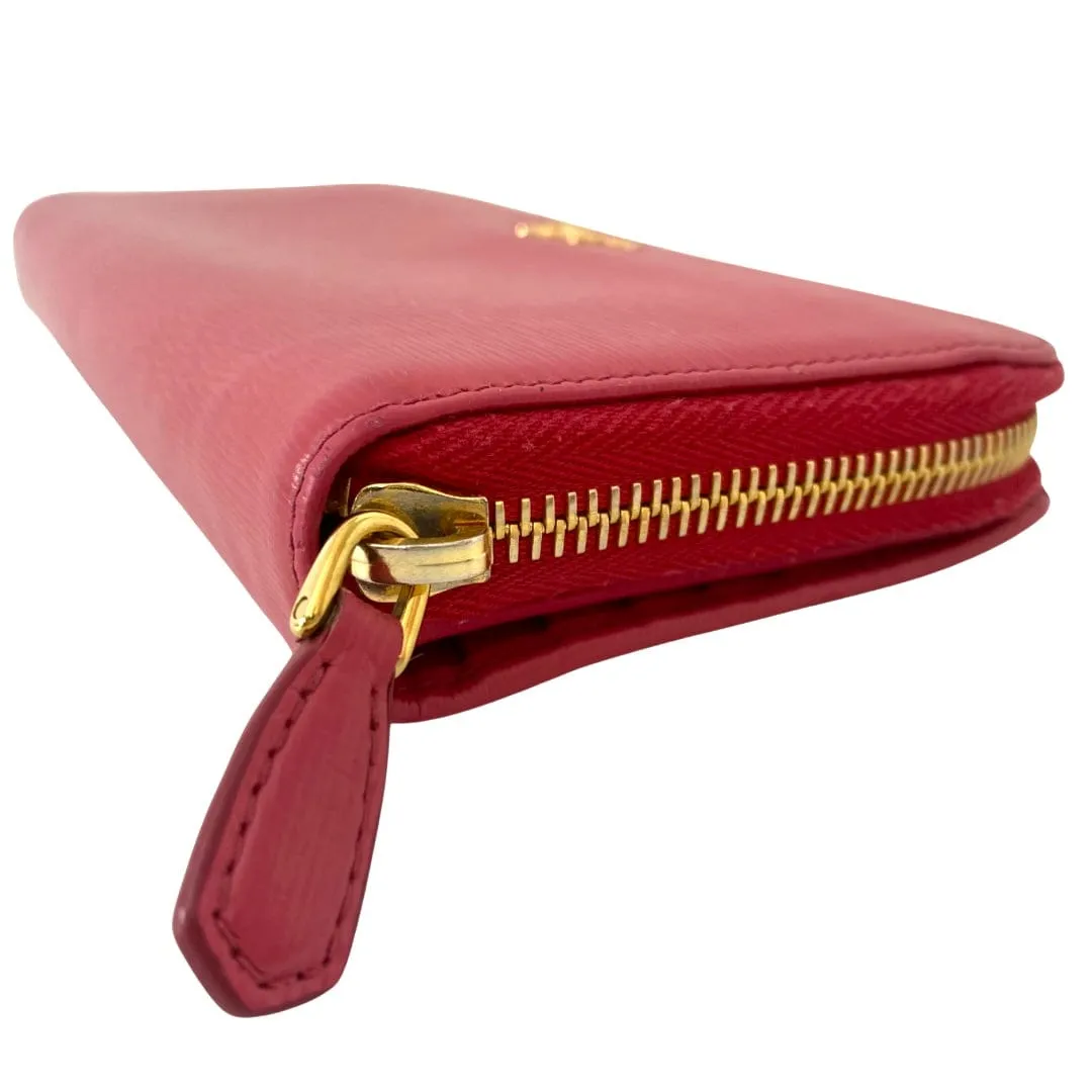 Prada Leather Zip Around Continental Wallet