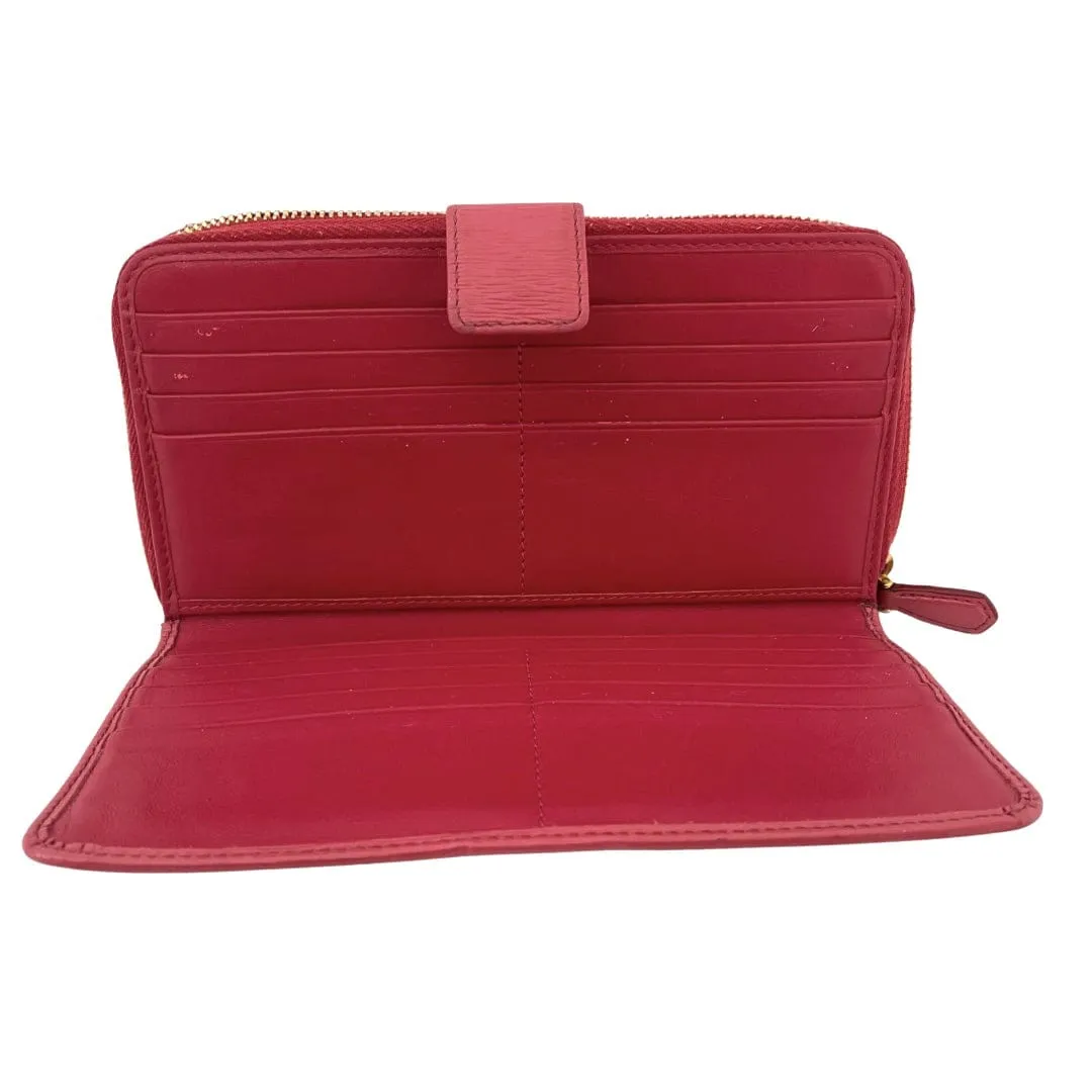 Prada Leather Zip Around Continental Wallet