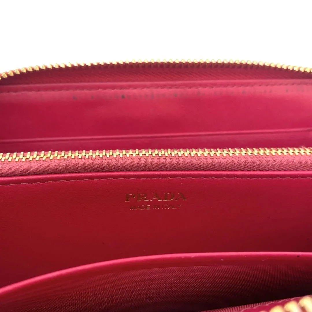 Prada Leather Zip Around Continental Wallet