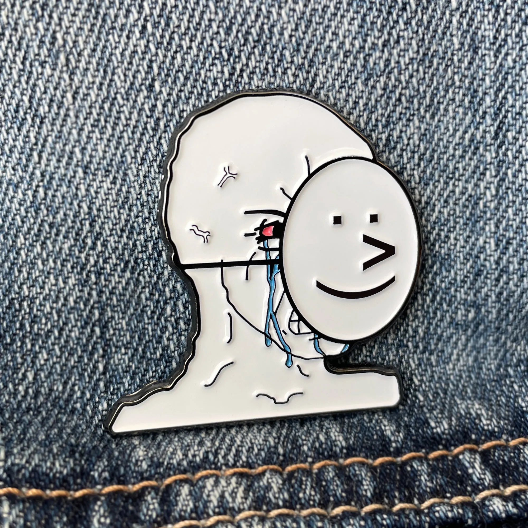 Pretending to be Happy Meme Lapel Enamel Pin