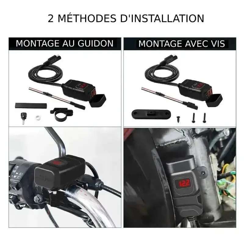 Prise USB moto Fast Charge   Voltmeter