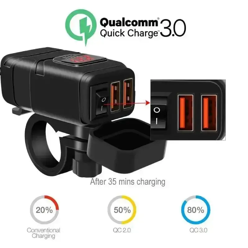 Prise USB moto Fast Charge   Voltmeter