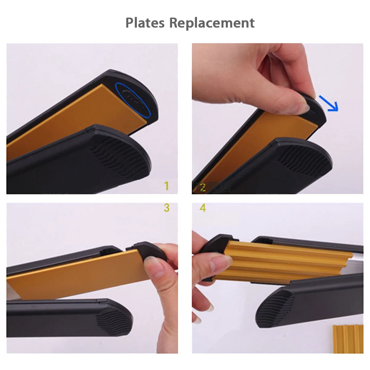 Pro 4-IN-1 Replaceable Ceramic Hair Crimper Corrugating Adjustable Temperature Curling Flat Iron Hair Crimper Straightener With 4 Pair Plates