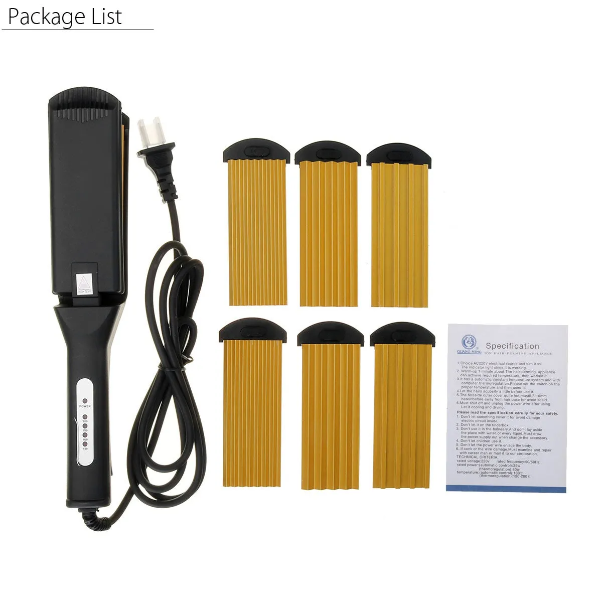 Pro 4-IN-1 Replaceable Ceramic Hair Crimper Corrugating Adjustable Temperature Curling Flat Iron Hair Crimper Straightener With 4 Pair Plates