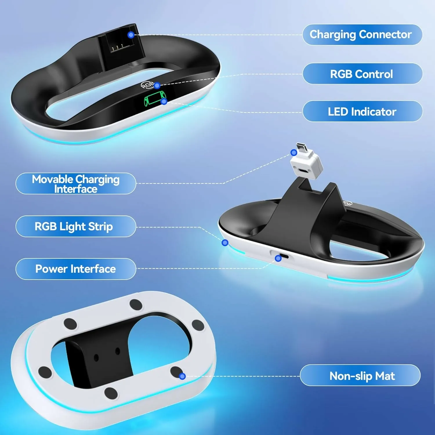 PS Portal Charging Dock/ Stand - includes Magnetic USB-C Connector and Charging Indicator lights - LVVIL