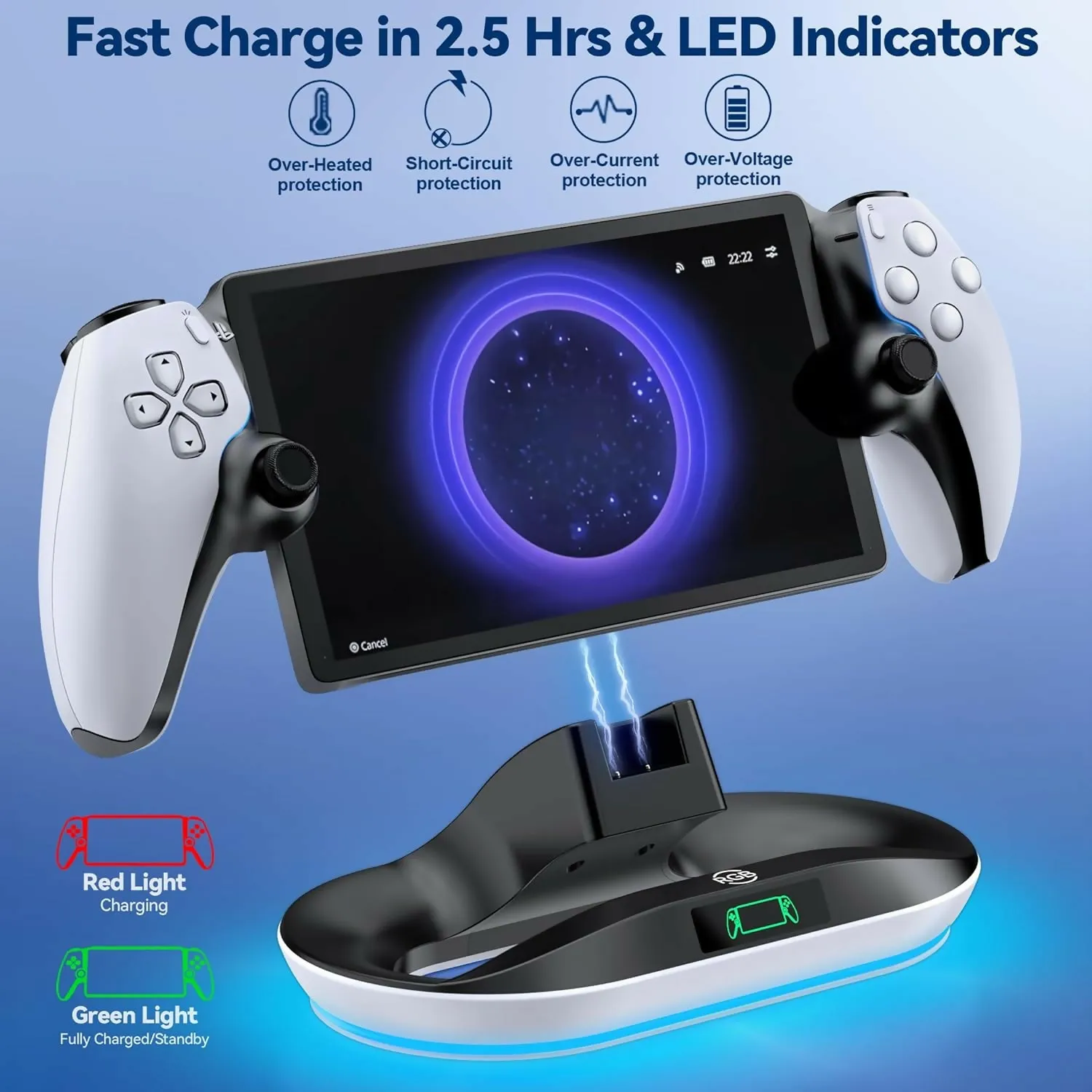 PS Portal Charging Dock/ Stand - includes Magnetic USB-C Connector and Charging Indicator lights - LVVIL