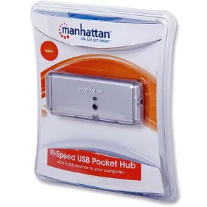 Puerto Hub 4 USB Hembra  2.0 A USB Macho  Manhattan (160599)