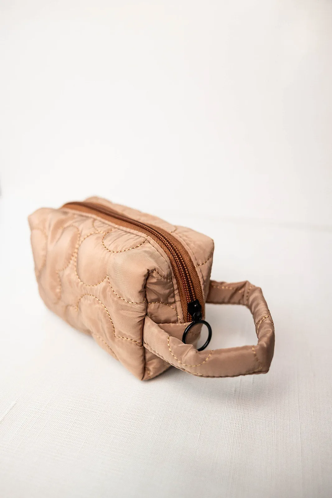 quilted floral makeup cosmetic bag