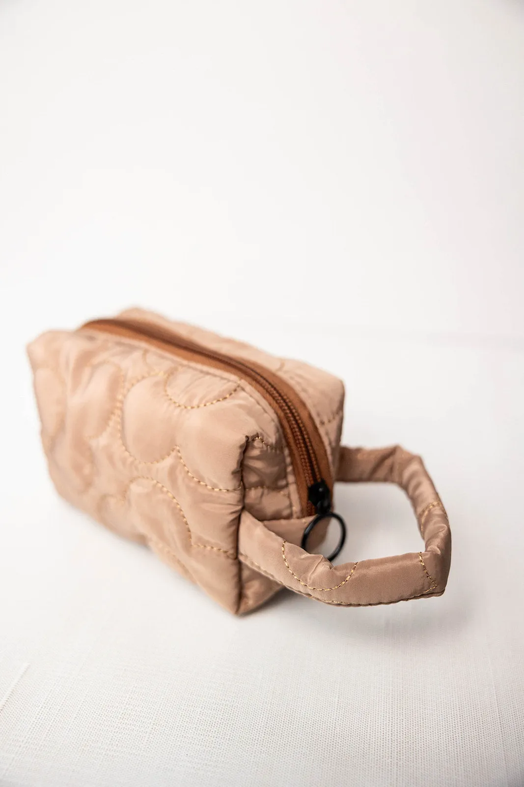 quilted floral makeup cosmetic bag