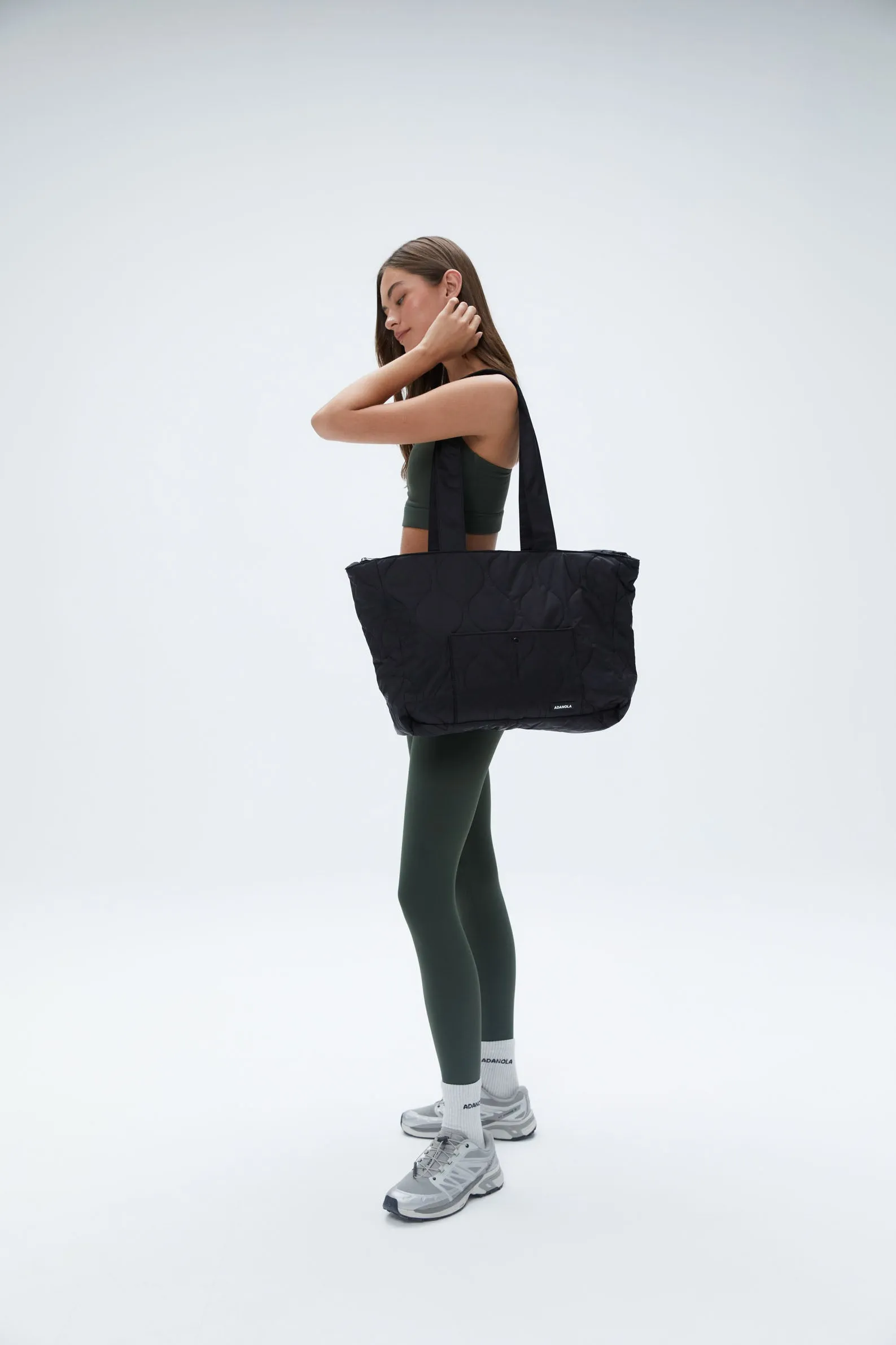 Quilted Nylon Tote Bag - Black