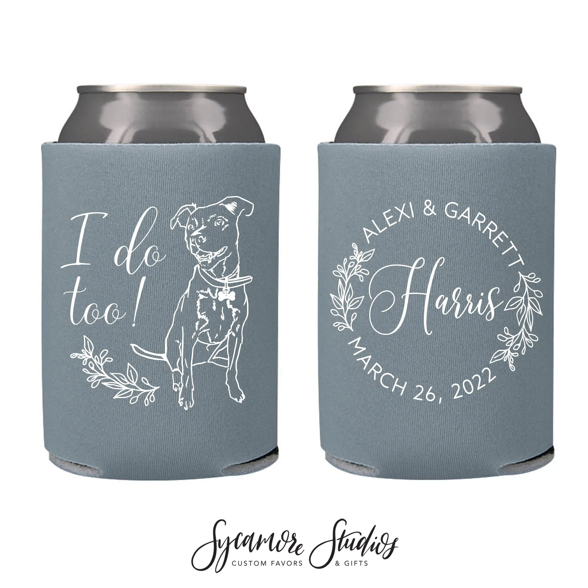 Regular & Slim Can Cooler Wedding Package #192RS - Custom Pet Illustration