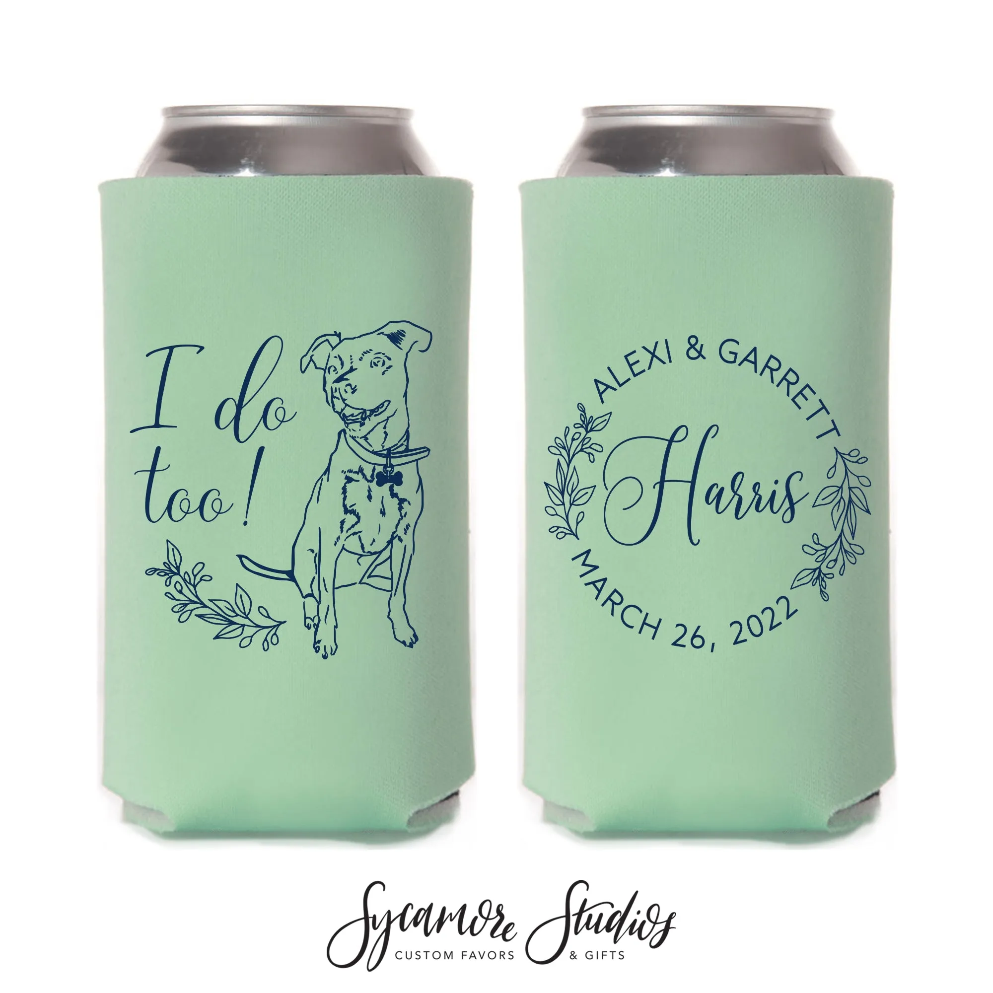 Regular & Slim Can Cooler Wedding Package #192RS - Custom Pet Illustration