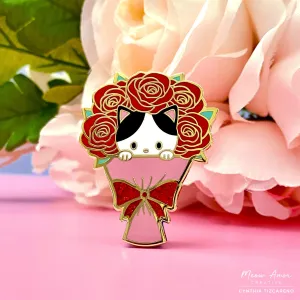 Rose Cat Bouquet Enamel Pin