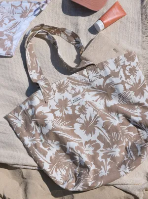 ROXY Anti Bad Vibes Printed Bag - Warm Taupe Happy Hibiscus