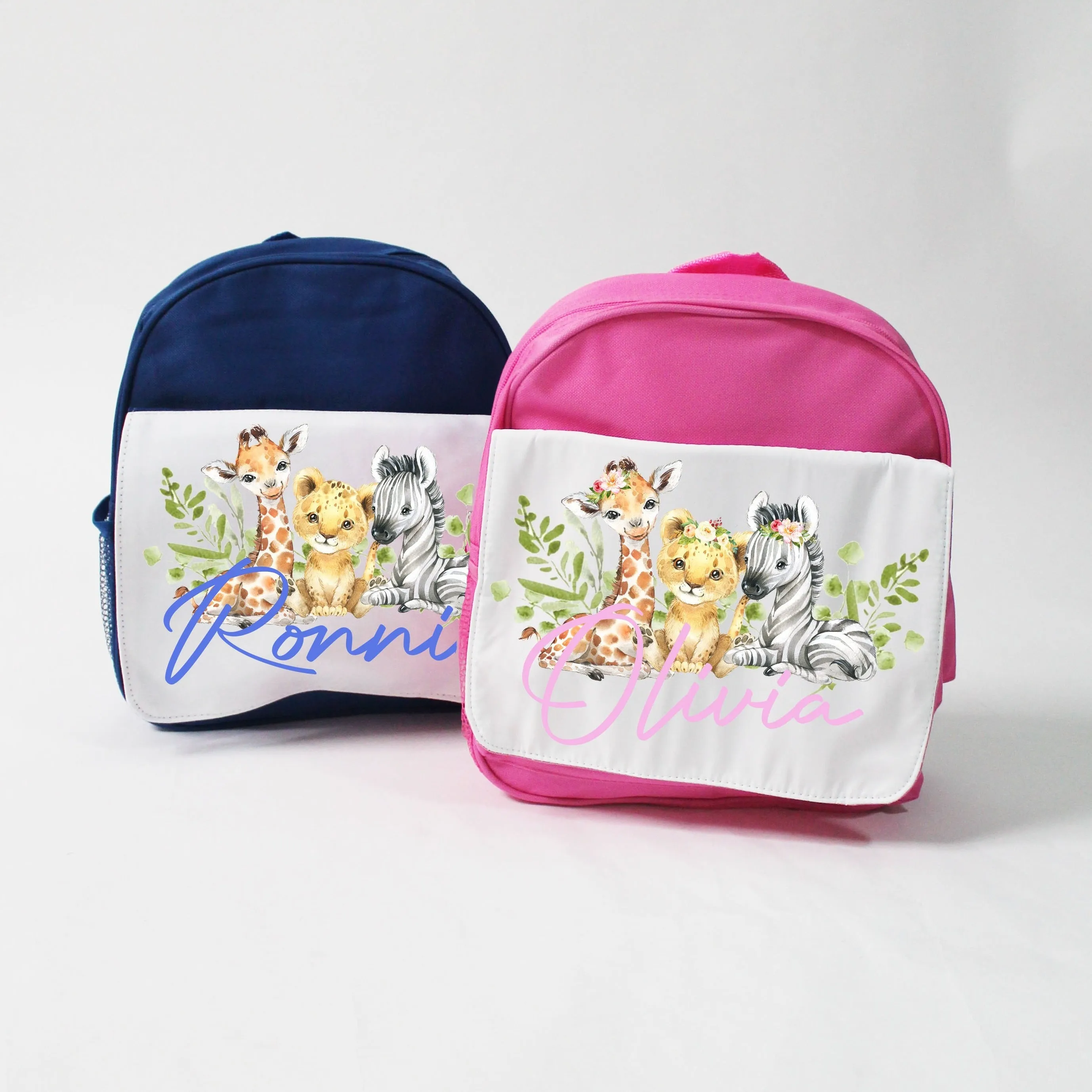 Safari Themed Personalised Backpack - Blue