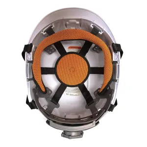 Safety Helmet, Vented-Class C, with Rechargeable Headlamp, White