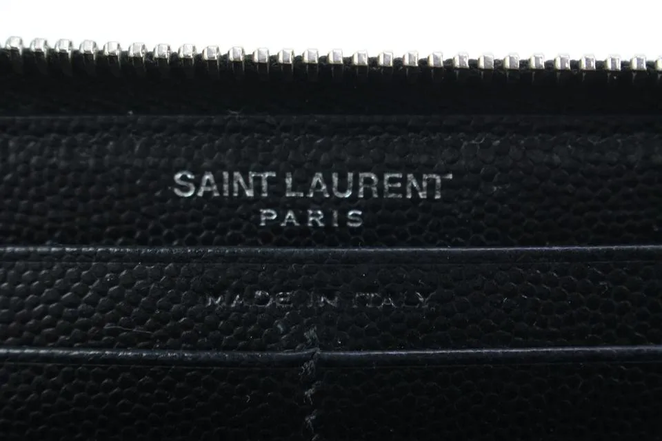 Saint Laurent Black Quilted Monogram Matelasse Leather Zip-Around Wallet 49YS37S