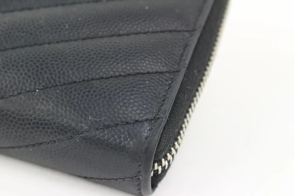 Saint Laurent Black Quilted Monogram Matelasse Leather Zip-Around Wallet 49YS37S
