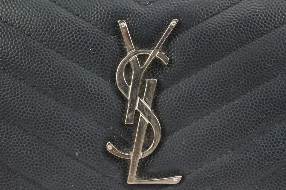 Saint Laurent Black Quilted Monogram Matelasse Leather Zip-Around Wallet 49YS37S