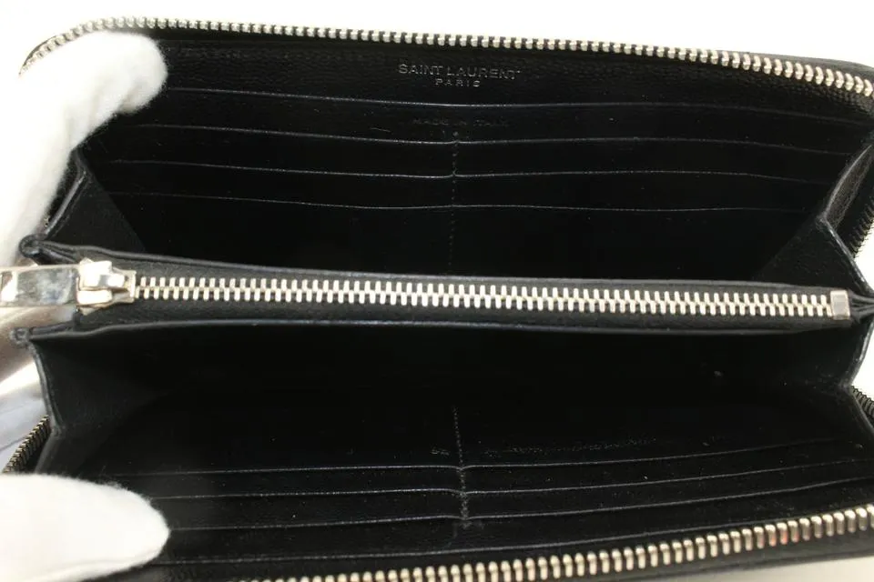 Saint Laurent Black Quilted Monogram Matelasse Leather Zip-Around Wallet 49YS37S