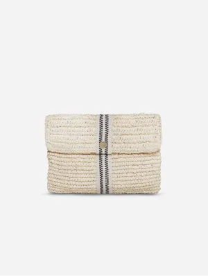Savaya Raffia Clutch Bag | Black & Cream