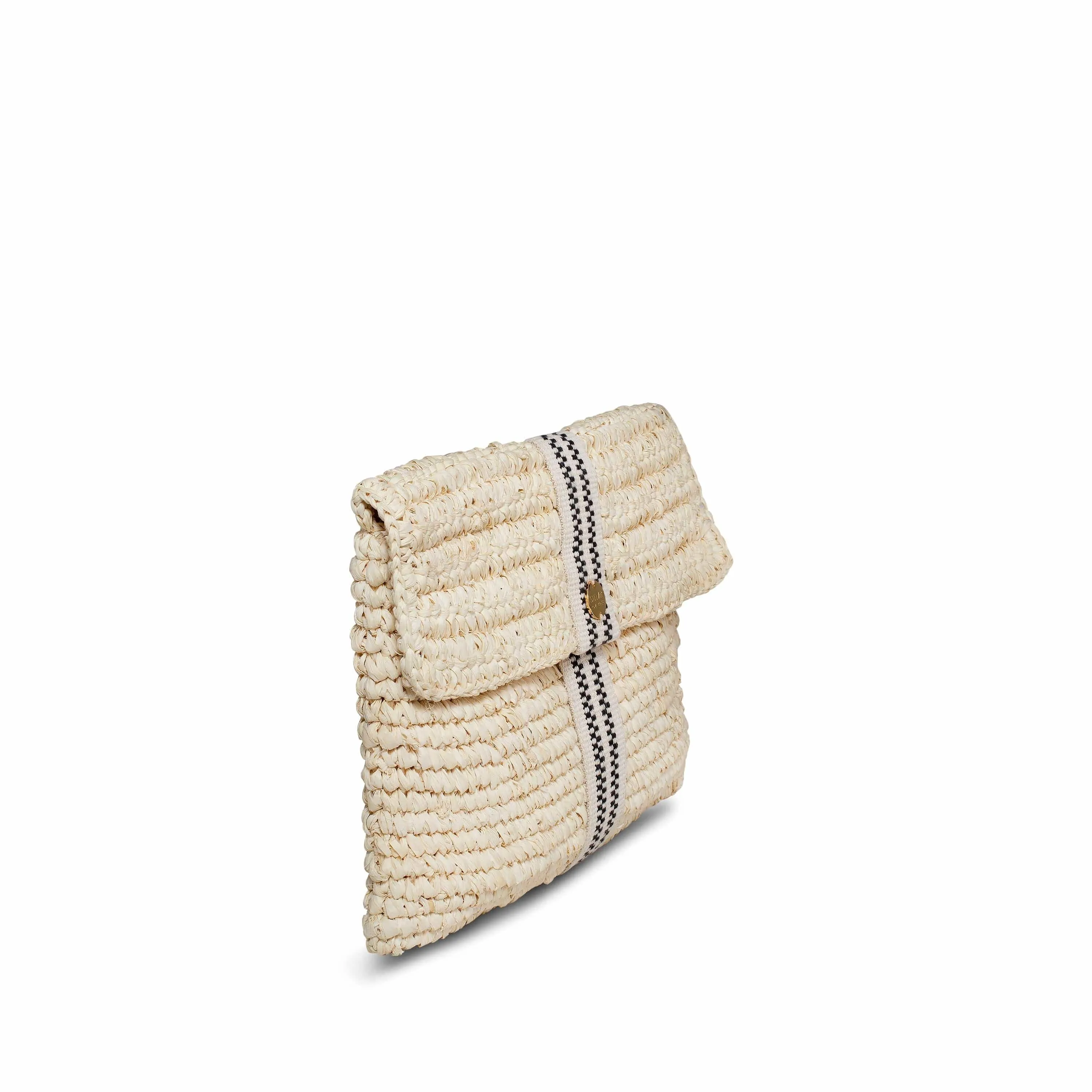Savaya Raffia Clutch Bag | Black & Cream