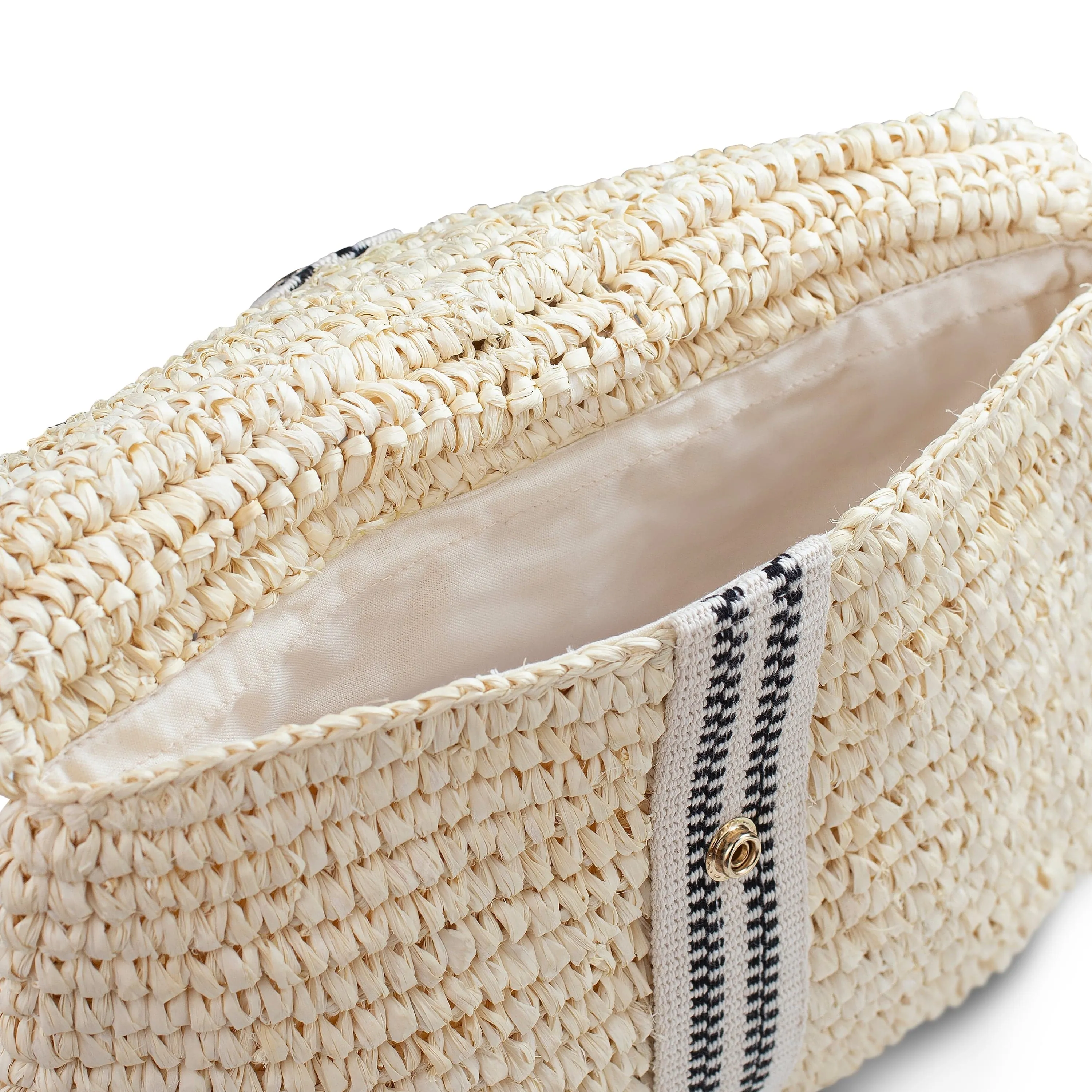 Savaya Raffia Clutch Bag | Black & Cream