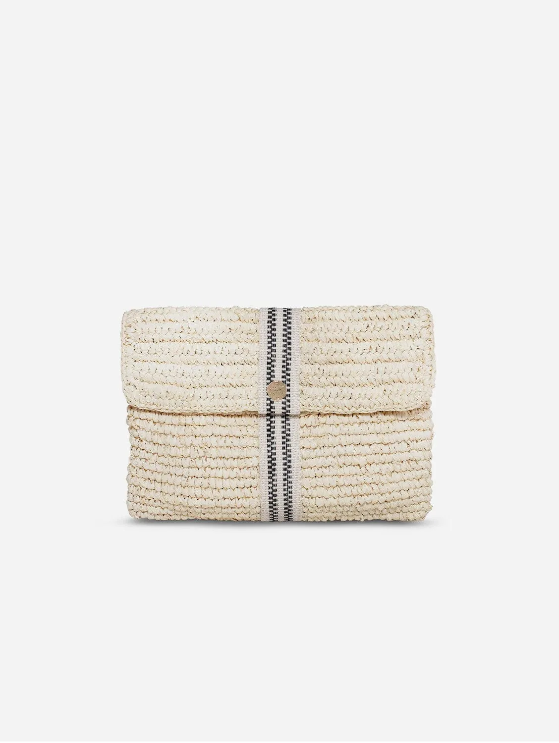 Savaya Raffia Clutch Bag | Black & Cream