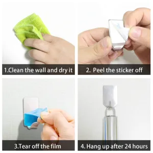 Self Adhesive Hooks,Stainless Steel Wall Hooks Ultra Strong Waterproof Wall Hangers for Coat, Hats,Robe,Towel, Keys,Bags, Home, Kitchen, Bathroom,Bedroom - 16 Pack