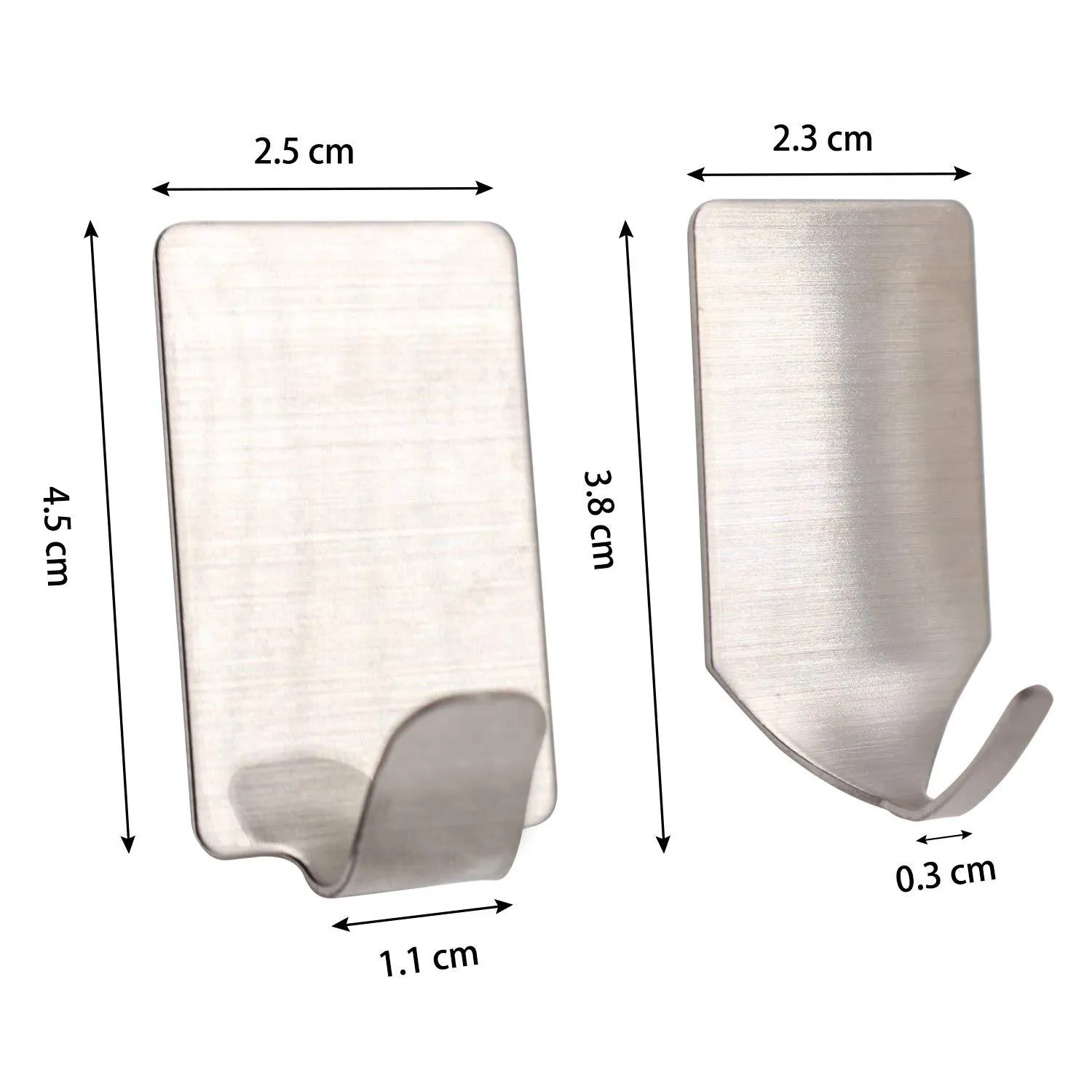 Self Adhesive Hooks,Stainless Steel Wall Hooks Ultra Strong Waterproof Wall Hangers for Coat, Hats,Robe,Towel, Keys,Bags, Home, Kitchen, Bathroom,Bedroom - 16 Pack