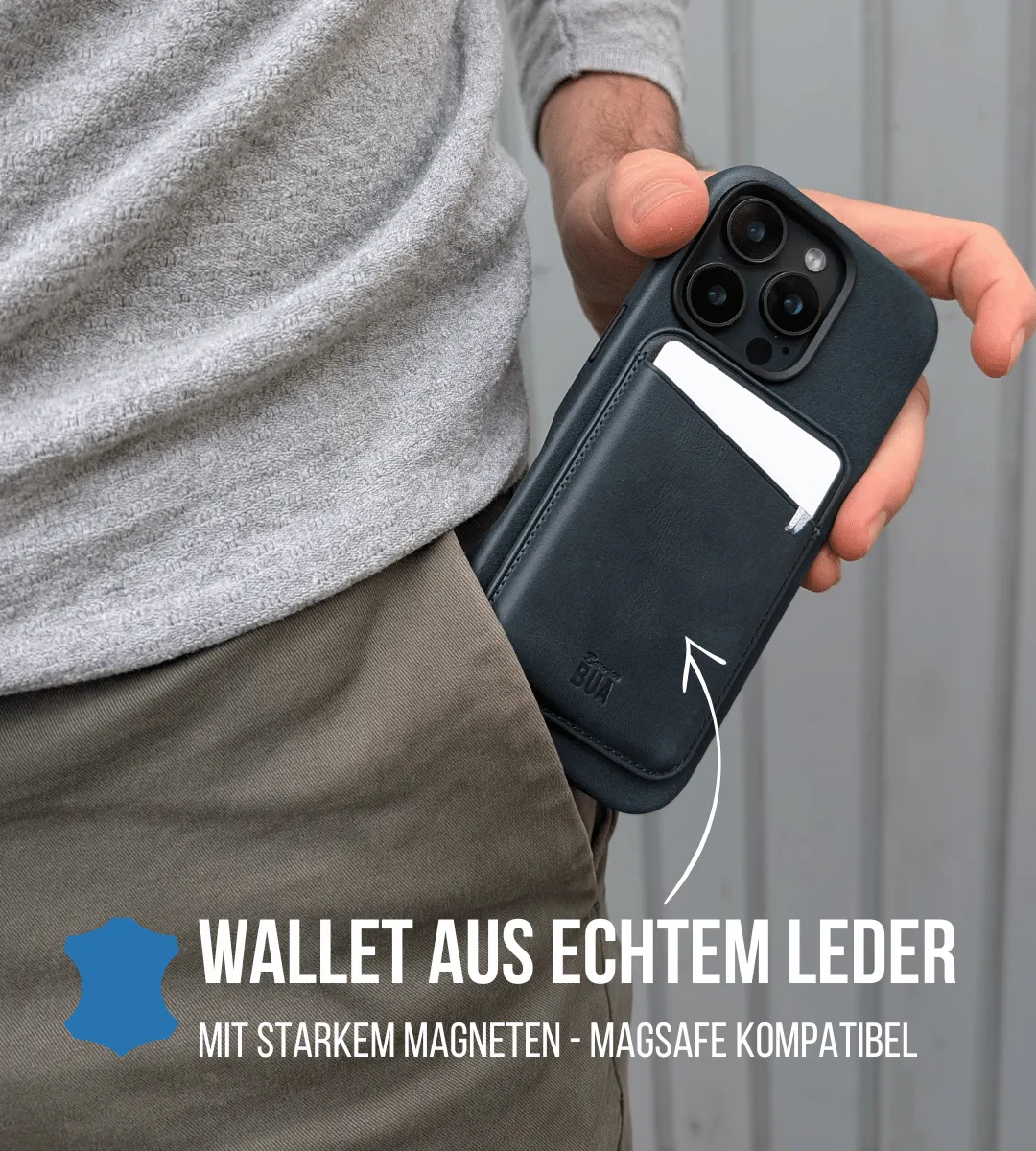 Set Hülle   Wallet | Leder Hülle für dein iPhone   Leder Wallet mit MagSafe Blau