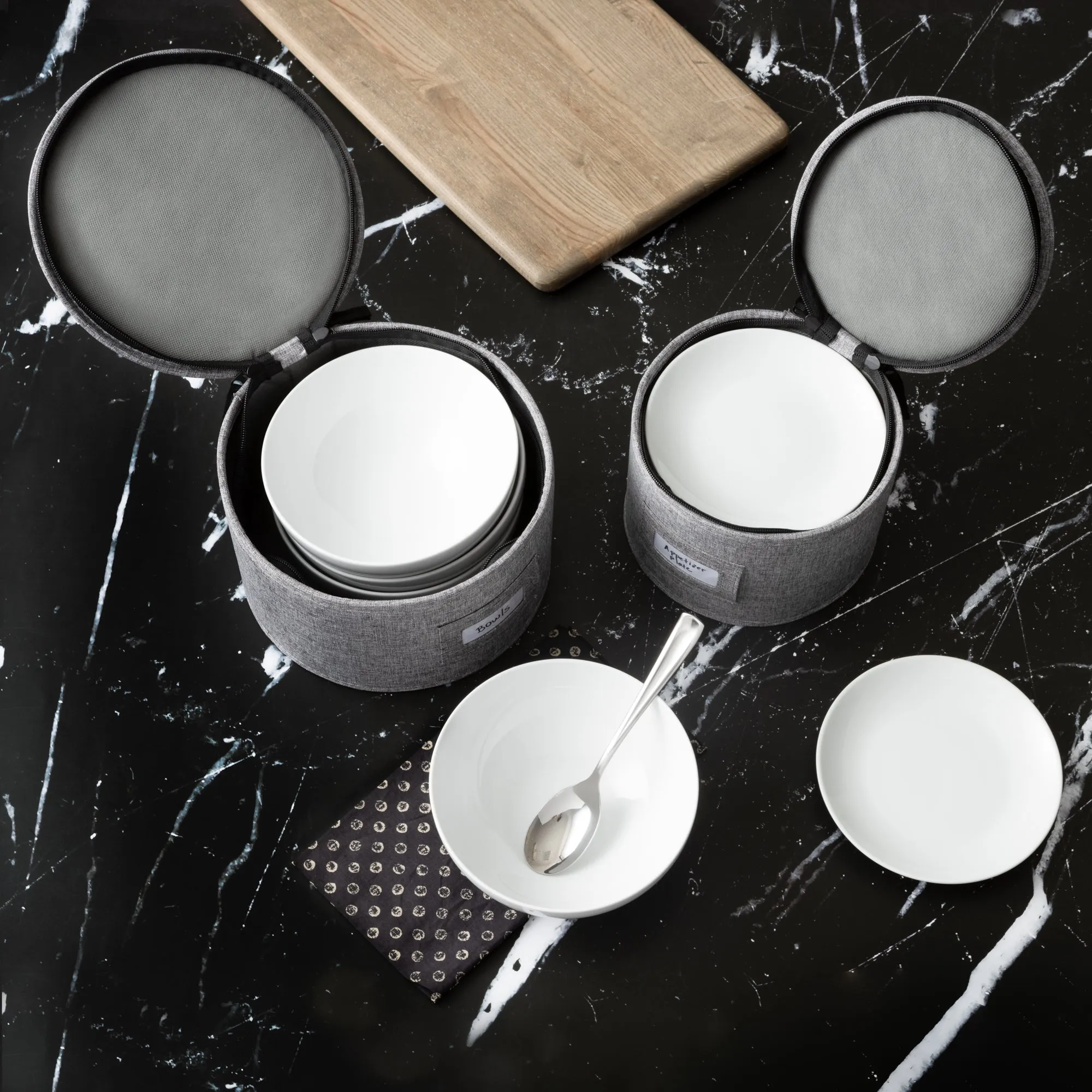 Set of 4 China Storage Cases for Dinnerware - Sizes: 12" - 10" - 8.5" and 7" W - 48 Plate Separators Included