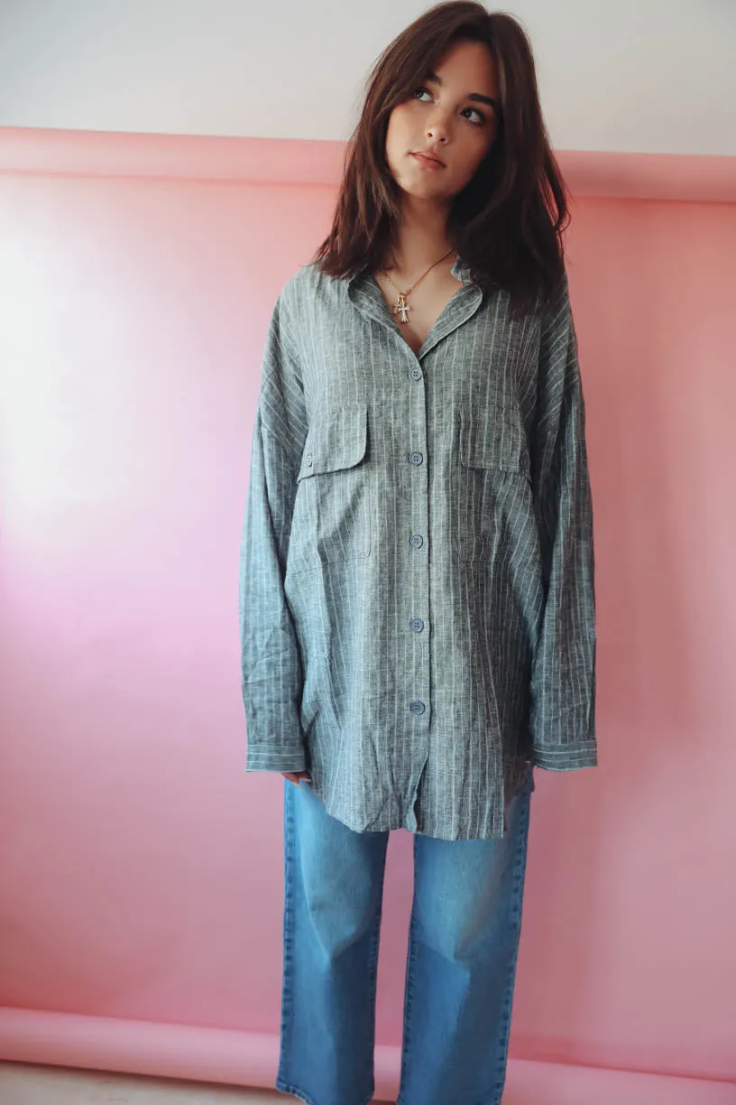 Shelly Oversized Linen Grey Shirt