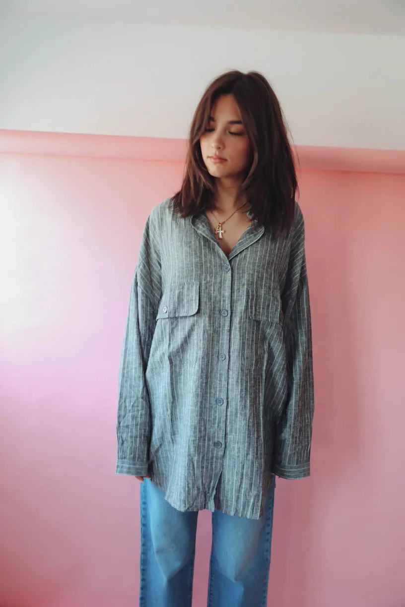 Shelly Oversized Linen Grey Shirt