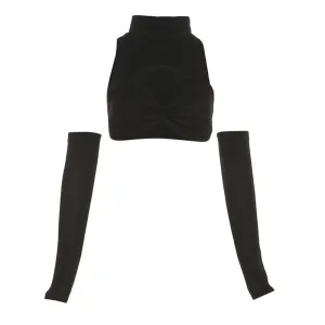 Short Bra Top With Sleeves