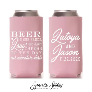 Slim 12oz Wedding Can Cooler #45S - What Happens in Texas (or Your State)