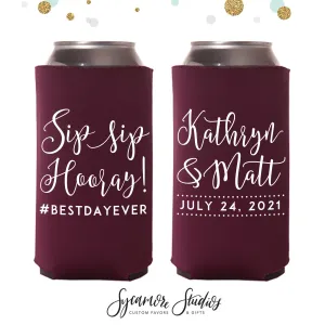 Slim 12oz Wedding Can Cooler #50S - Sip Sip Hooray