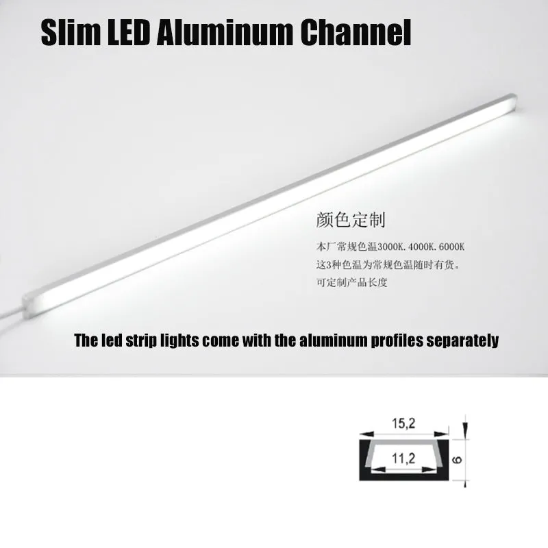 Slim LED Aluminum Channel 15X6mm 1-3meter